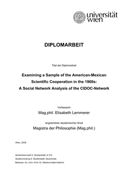 Examining a Sample of the American-Mexican Scientific Cooperation in the 1960S: a Social Network Analysis of the CIDOC-Network