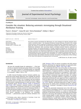 Reducing Automatic Stereotyping Through Situational Attribution Training