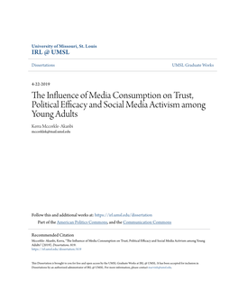 The Influence of Media Consumption on Trust, Political Efficacy and Social Media Activism Among Young Adults