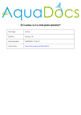 Sri Lanka: Is It a Mid-Plate Platelet?