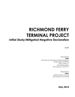 RICHMOND FERRY TERMINAL PROJECT Initial Study/Mitigated Negative Declaration