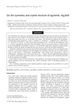 On the Symmetry and Crystal Structure of Aguilarite, Ag4ses