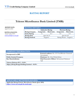 Telenor Microfinance Bank Limited (TMB)