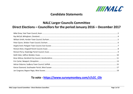 Candidate Statements NALC Larger Councils Committee Direct