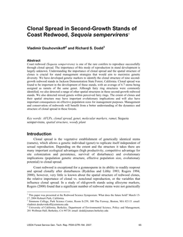 Clonal Spread in Second Growth Stands of Coast Redwood, Sequoia Sempervirens