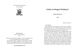 Letter to Sergey Nechayev