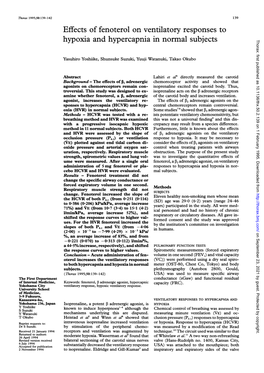 Effects of Fenoterol on Ventilatory Responses to Hypoxia And