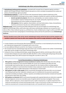 West Essex CCG Anticholinergic Side-Effects and Prescribing Guidance