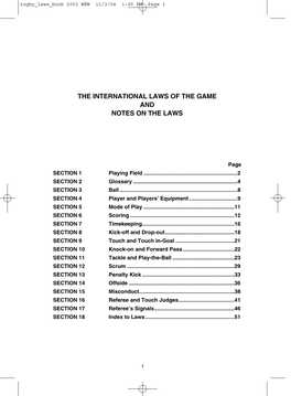 The International Laws of the Game and Notes on the Laws