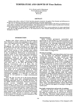 TEMPERATURE and GROWTH of Pinus Radiata