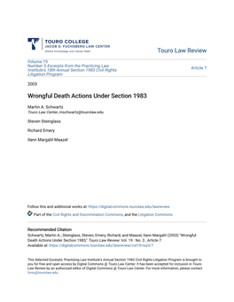 Wrongful Death Actions Under Section 1983