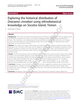 Exploring the Historical Distribution of Dracaena Cinnabari Using