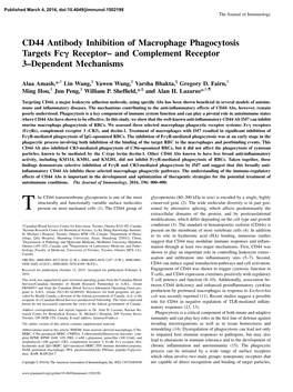 CD44 Antibody Inhibition of Macrophage Phagocytosis Targets Fcγ Receptor