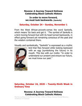 Novena: a Journey Toward Holiness Celebrating Black Catholic History