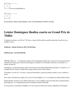 Leinier Domínguez Finaliza Cuarto En Grand Prix De Tbilisi