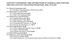 16 Residence Time Distributions of Chemical Reactors Chapter 16