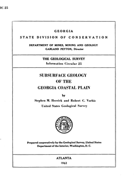 IC-25 Subsurface Geology of the Georgia Coastal Plain