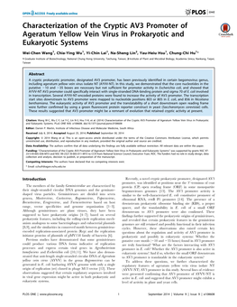 Characterization of the Cryptic AV3 Promoter of Ageratum Yellow Vein Virus in Prokaryotic and Eukaryotic Systems