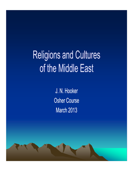 Religions and Cultures of the Middle East