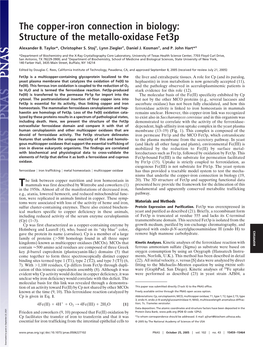 The Copper-Iron Connection in Biology: Structure of the Metallo-Oxidase Fet3p