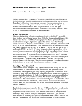 Upper Palaeolithic & Mesolithic Oxfordshire