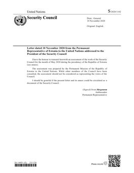 Security Council Distr.: General 10 November 2020