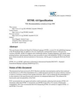 HTML 4.0 Specification