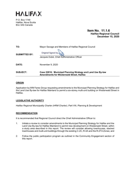 Municipal Planning Strategy and Land Use By-Law Amendments for Westerwald Street, Halifax