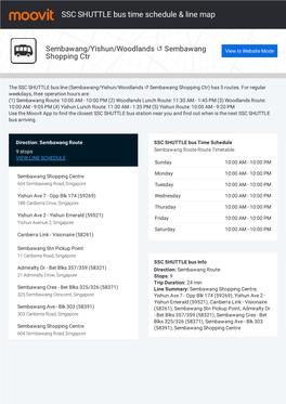 SSC SHUTTLE Bus Time Schedule & Line Route