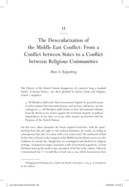 The Desecularization of the Middle East Conflict: from a Conflict Between States to a Conflict Between Religious Communities