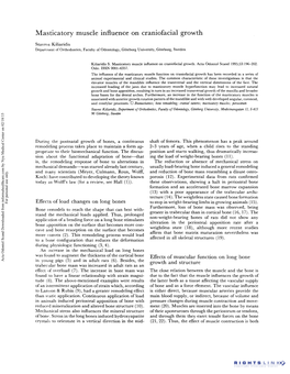 Masticatory Muscle Influence on Craniofacial Growth