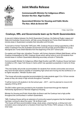 Joint Media Release