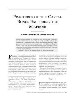 Fractures of the Carpal Bones Excluding the Scaphoid