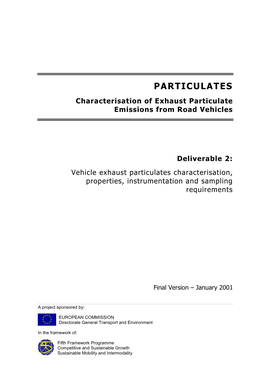 PARTICULATES Characterisation of Exhaust Particulate Emissions from Road Vehicles