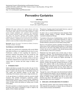 Preventive Geriatrics