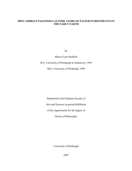 Precambrian Paleosols As Indicators of Paleoenvironments on the Early Earth