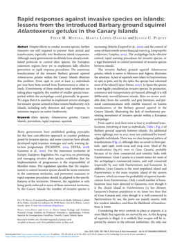 Rapid Responses Against Invasive Species on Islands: Lessons from the Introduced Barbary Ground Squirrel Atlantoxerus Getulus in the Canary Islands