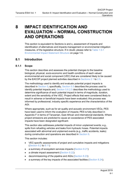 8 Impact Identification and Evaluation – Normal Construction and Operations