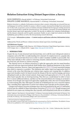 Relation Extraction Using Distant Supervision: a Survey