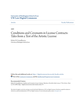 Conditions and Covenants in License Contracts: Tales from a Test of the Artistic License Robert W