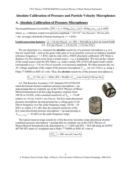 Absolute Calibration of Pressure and Particle Velocity Microphones A