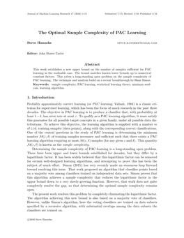 The Optimal Sample Complexity of PAC Learning