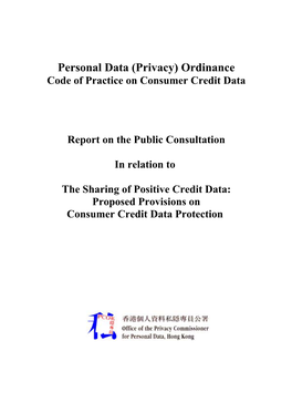 Personal Data (Privacy) Ordinance Code of Practice on Consumer Credit Data