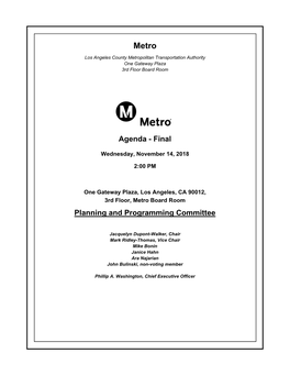 Planning and Programming Committee Agenda