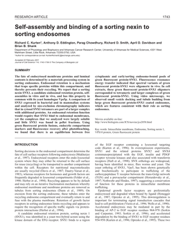 SNX1 Coats on Sorting Endosomes 1745 Immobilized on Glutathione-Agarose in 200 Μl Reactions