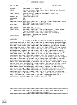 Registered Nurse Supply and Demand, 1996. IES Report 315