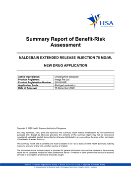Summary Report of Benefit-Risk Assessment NALDEBAIN