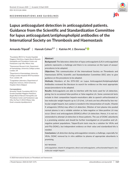 Lupus Anticoagulant Detection in Anticoagulated Patients