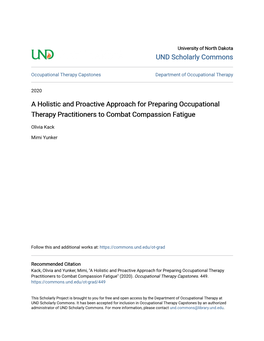 A Holistic and Proactive Approach for Preparing Occupational Therapy Practitioners to Combat Compassion Fatigue