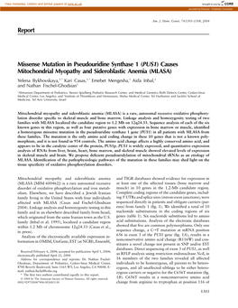 (PUS1) Causes Mitochondrial Myopathy And